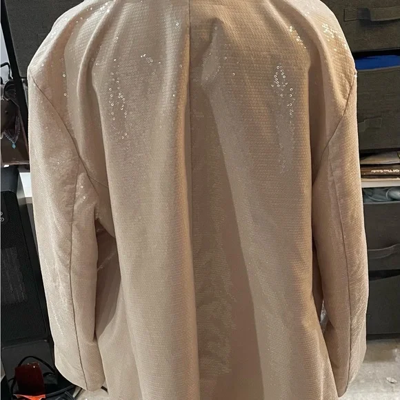 Elegant Beige Sequin Women's Blazer - Picture 2 of 4